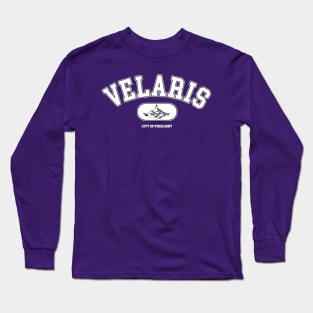 ACOTAR Velaris College Sweatshirt Logo White and Purple Background Long Sleeve T-Shirt